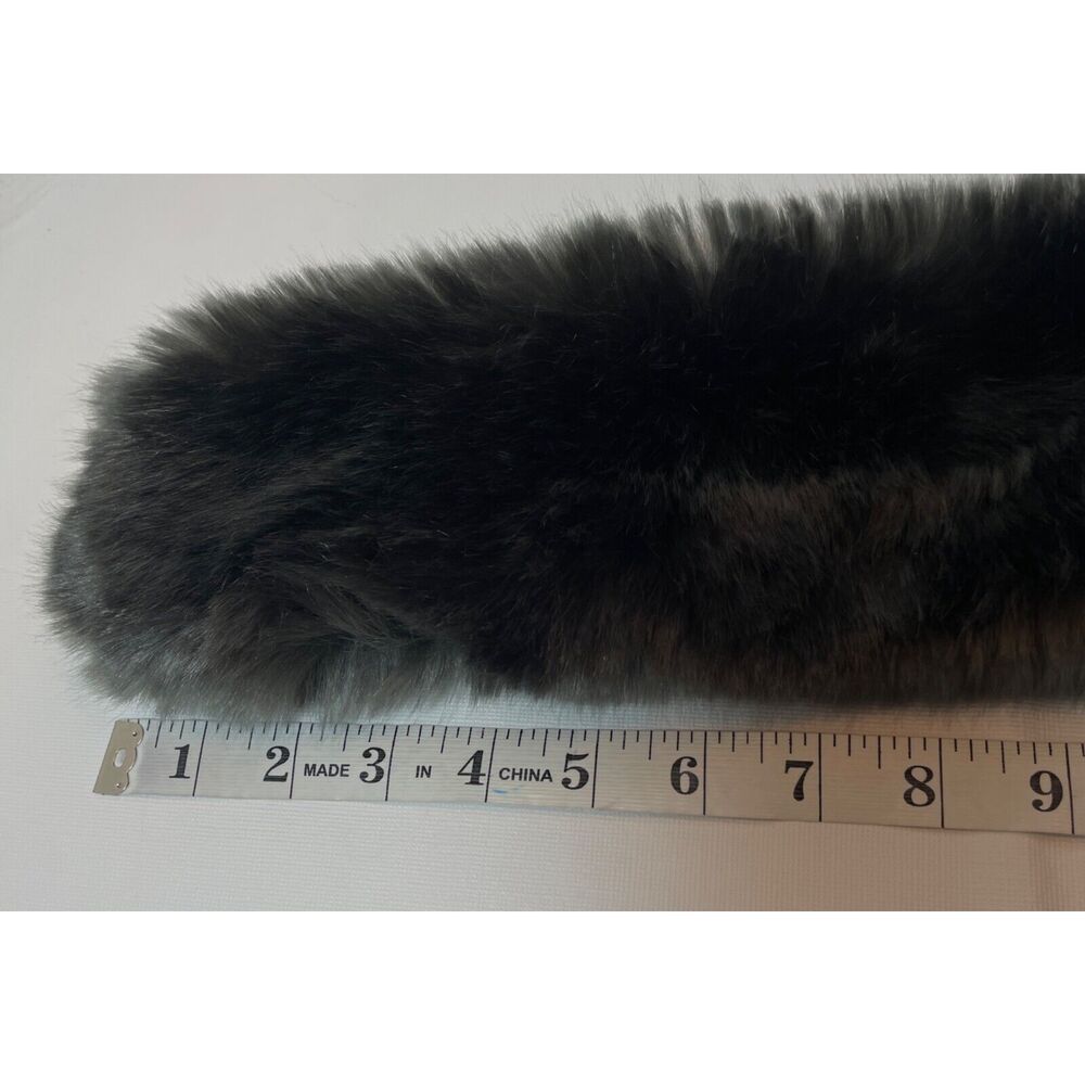 Evelyne Prelonge Faux Fur Scarf Gray Neck Wrap Stole 62" France Luxury Mob Wife - Picture 12 of 13